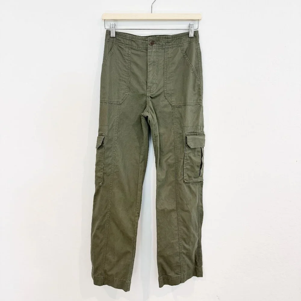 Abercrombie Relaxed Cargo Pants Wide Leg Baggy Grunge High Rise Olive Green 25 - Picture 4 of 11